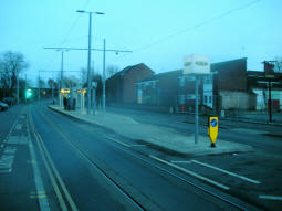 The island platform with the nearest edge for trams to the city centre