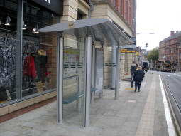 Looking along the platform for trams to Station Street