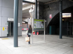 The bottom of the lift and stairs from Station Street