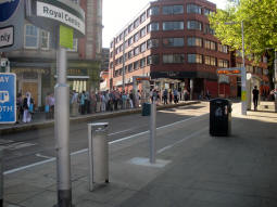 Looking across to the busy platform for trams to Hucknall and Phoenix Park