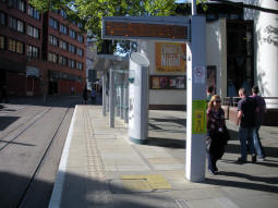 Looking along the platform for trams to Station Street