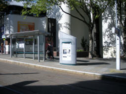 The platform for trams to Station Street featuring the new ticket machine