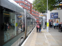 Looking along the platform for trams to Station Street