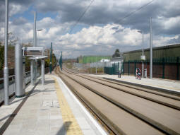 Looking along the platform for trams to the city centre