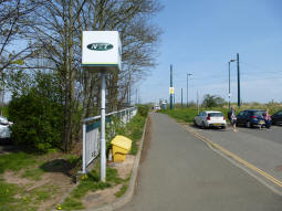 Looking towards the stop from the nearest street