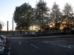 Looking towards the tram stop from the car park