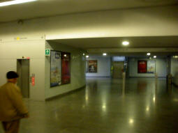 Ticket hall level with lift to southbound platform on left and some exits to the right of that