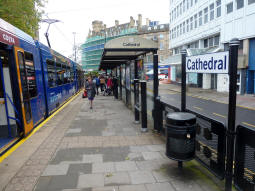 The platform for trams to Middlewood or Malin Bridge