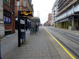 The platform for trams to Middlewood or Malin Bridge