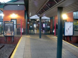 Approaching the waiting room and exit from the island platform