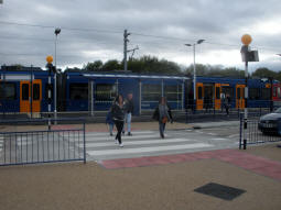Approaching the stop from the retail park