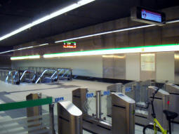 Looking into the station from the outside of the ticket barriers