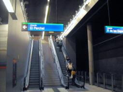 Looking up from the island platform