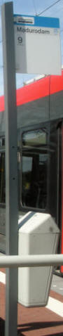 A tram stop sign at Madurodam stop