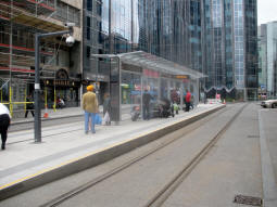 The island platform with platform 1 for trams to Grand Central - New Street Station the nearest side