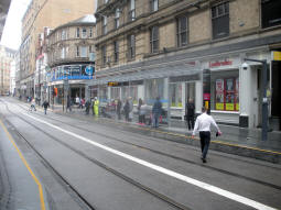 Platform 2 for trams to Wolverhampton from by platform 1