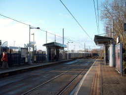 The platforms from by the one for trams to Birmingham city centre