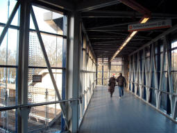 Heading towards the Metro stop via the railway station footbridge