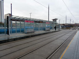 Looking across from platform 1 to platform 2 for trams to Wolverhampton