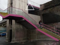 The lift and stairs up to the stop from Great Charles Street Queensway