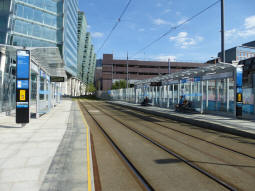 The platforms from by the one for trams to Edgbaston Village