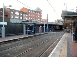 The platforms from the one for trams to Birmingham city centre