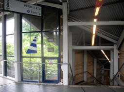 The stairs down to railway platform 2, via which the platform 3 for trams to Wolverhampton side of the Metro stop can be accessed
