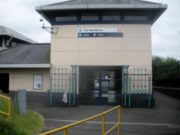 The entrance to the station coming from the main car park. The Metro stop is off to the left on the other side of the railway line with the footbridge providing access
