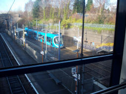 Looking down to the Metro stop from the railway station footbridge
