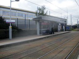 The platform for trams to Wolverhampton from the other platform