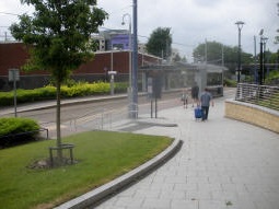 The platforms, with platform 1 for trams to Birmingham on this side