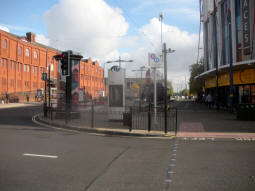 The stop from across the street